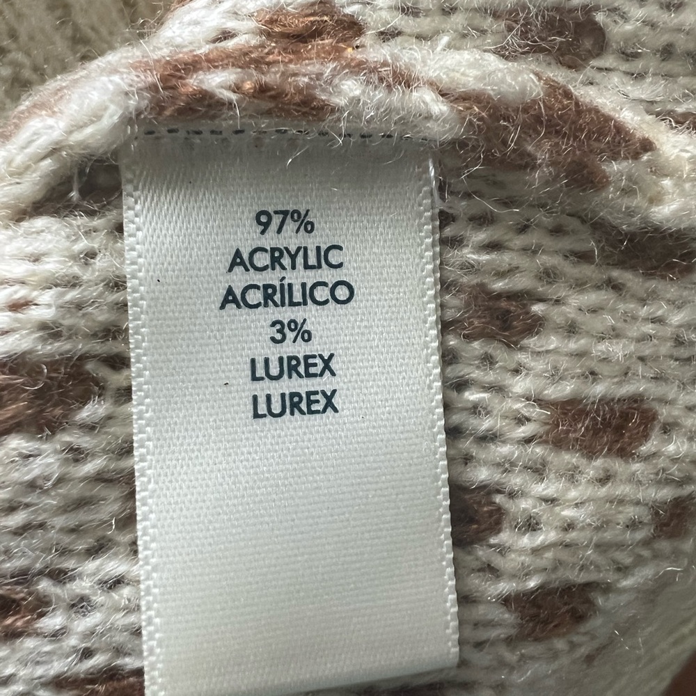 BKE NWOT Size XS brown and cream oversize sweater with copper shimmer‎ pullover - Picture 4 of 5